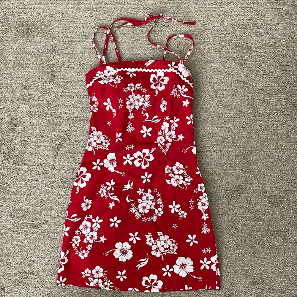 My Michelle red dress with white flowers size 3/4